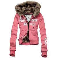 dames abercrombie fitch fur hooded outwear zip new york lichtrood Outlet Ebay 65rj2388